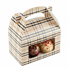 Bio Tek Plaid Paper Gable Box / Take Out Container - with Window - 6