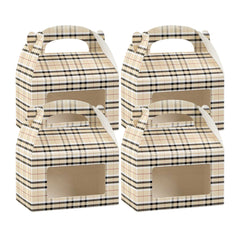 Bio Tek Plaid Paper Gable Box / Take Out Container - with Window - 6