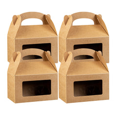 Bio Tek Kraft Paper Gable Box / Take Out Container - Greaseproof, with Window - 6