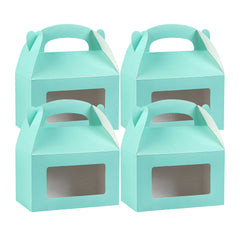Bio Tek Turquoise Paper Gable Box / Take Out Container - with Window - 6
