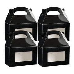 Bio Tek Black Paper Gable Box / Take Out Container - Greaseproof, with Window - 8 1/2