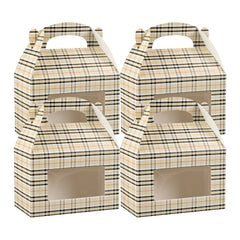 Bio Tek Plaid Paper Gable Box / Take Out Container - with Window - 8 1/2