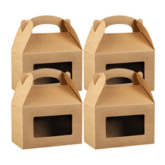 Bio Tek Kraft Paper Gable Box / Take Out Container - Greaseproof, with Window - 8 1/2