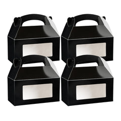Bio Tek Black Paper Gable Box / Take Out Container - Greaseproof, with Window - 9 1/2
