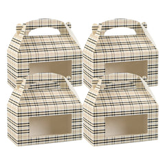 Bio Tek Plaid Paper Gable Box / Take Out Container - with Window - 9 1/2