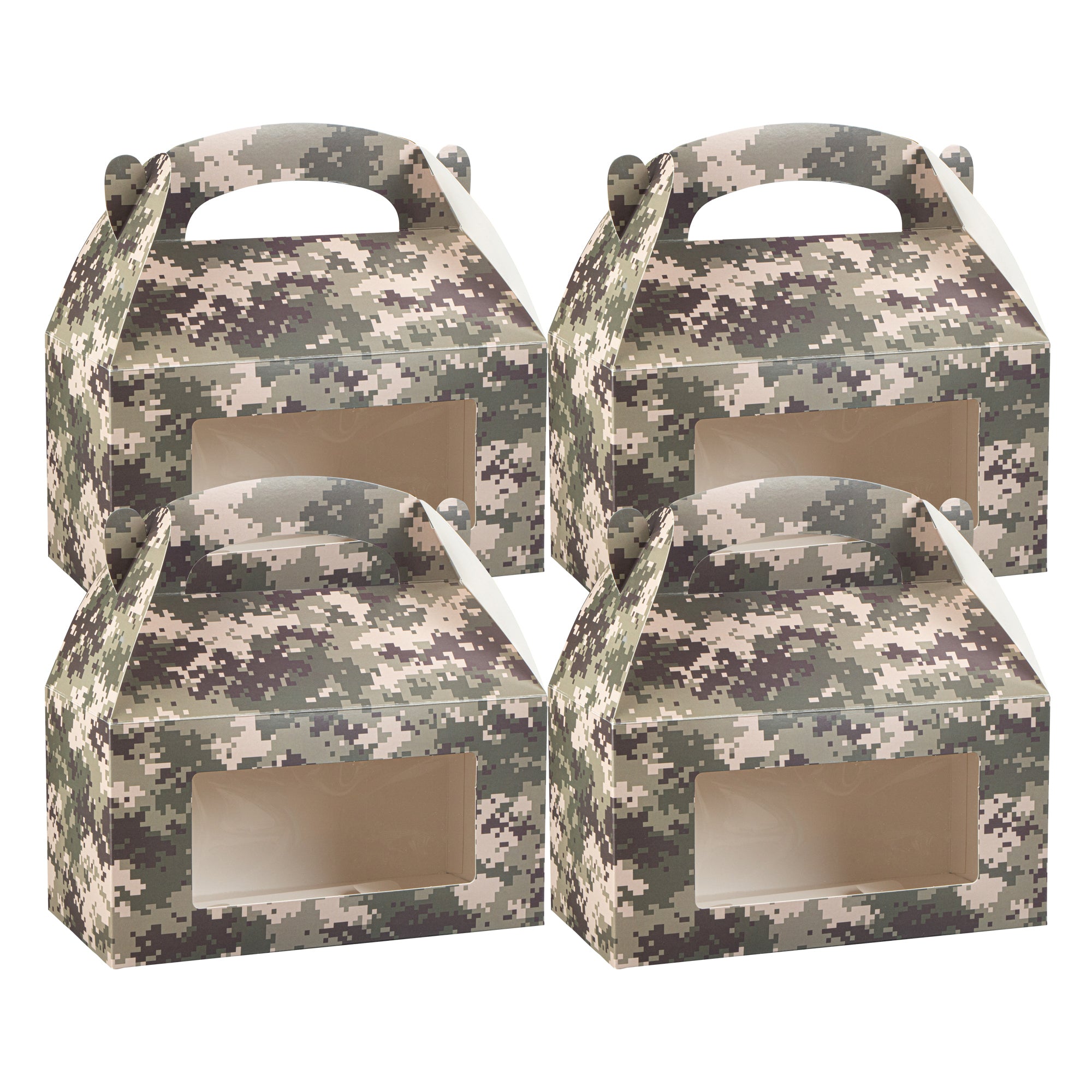 Bio Tek Camouflage Paper Gable Box / Take Out Container - with Window - 9 1/2" x 5" x 5" - 100 count box