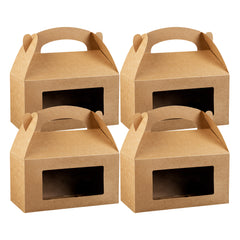 Bio Tek Kraft Paper Gable Box / Take Out Container - Greaseproof, with Window - 9 1/2