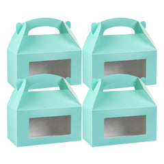 Bio Tek Turquoise Paper Gable Box / Take Out Container - with Window - 9 1/2