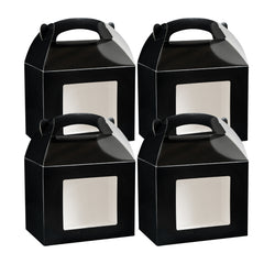 Bio Tek Black Paper Gable Box / Take Out Container - Greaseproof, with Window - 10