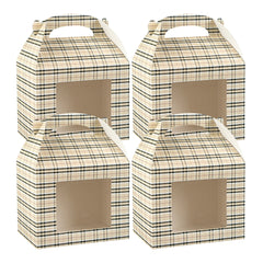 Bio Tek Plaid Paper Gable Box / Take Out Container - with Window - 10