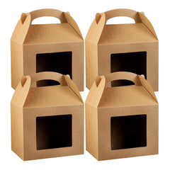 Bio Tek Kraft Paper Gable Box / Take Out Container - Greaseproof, with Window - 10