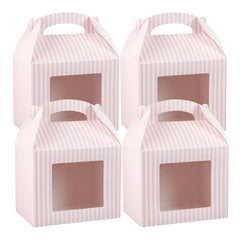 Bio Tek Pink and White Stripe Paper Gable Box / Take Out Container - with Window - 10