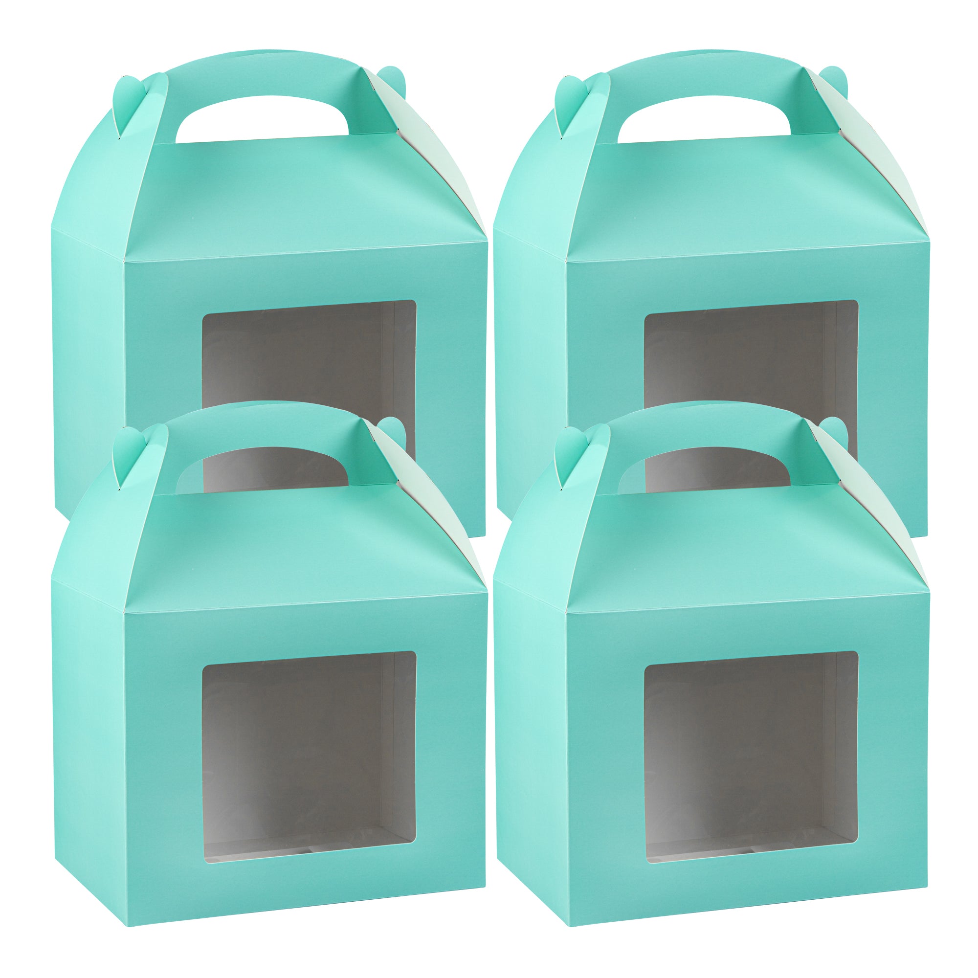 Bio Tek Turquoise Paper Gable Box / Take Out Container - Grease-Resistant, with Window - 10" x 7" x 8" - 100 count box