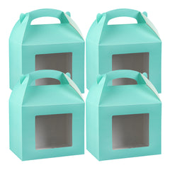 Bio Tek Turquoise Paper Gable Box / Take Out Container - Grease-Resistant, with Window - 10