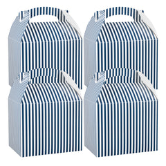 Bio Tek Blue and White Stripe Paper Gable Box / Take Out Container - Compostable - 10