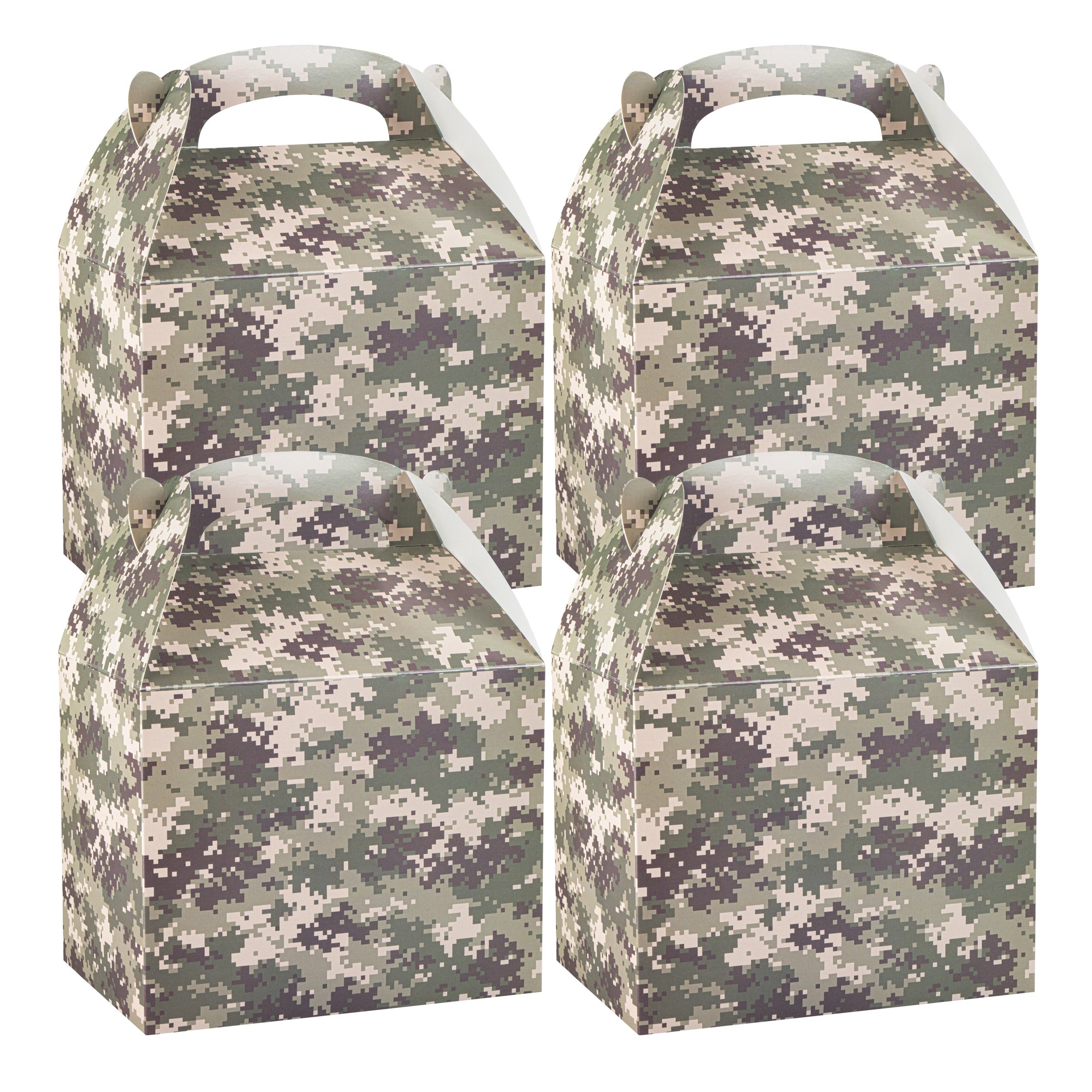 Bio Tek Camouflage Paper Gable Box / Take Out Container - Compostable - 10" x 7" x 8" - 100 count box