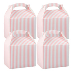 Bio Tek Pink and White Stripe Paper Gable Box / Take Out Container - Compostable - 10