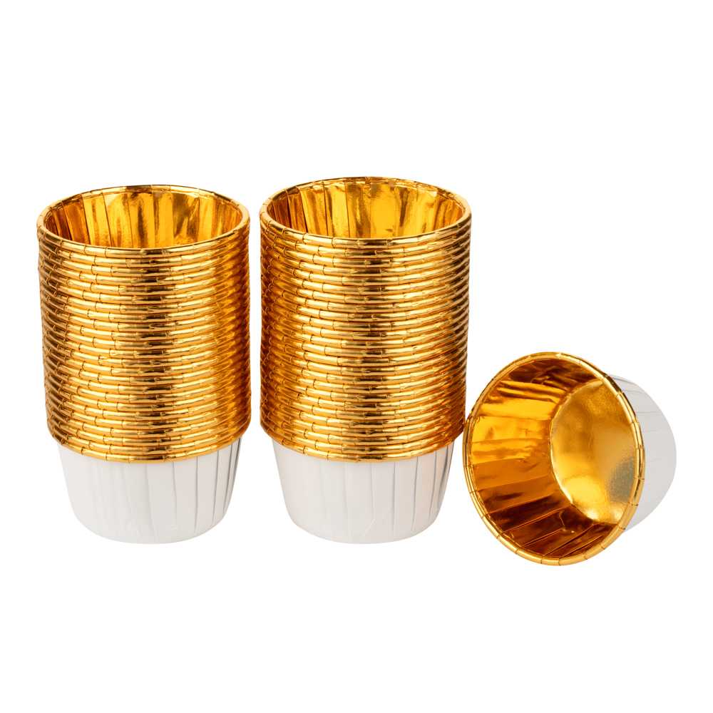 Panificio 3.5 oz Round White Foil Paper Baking Cup - Lids Available - 2 3/4" x 2 3/4" x 1 1/2" - 500 count box