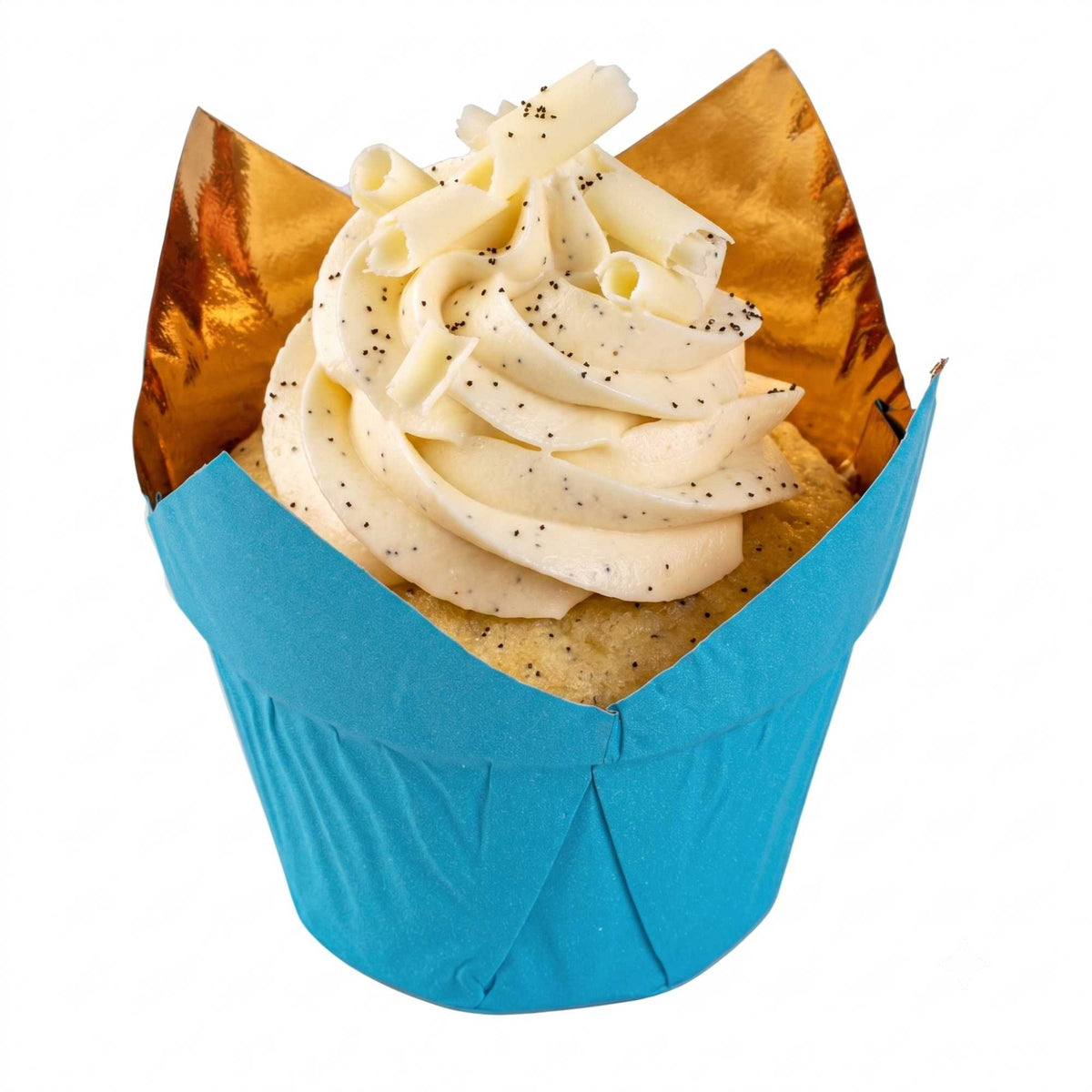Panificio 3.9 oz Blue Foil Paper Tulip Baking Cup - 3 1/4" x 3 1/4" x 2 3/4" - 500 count box
