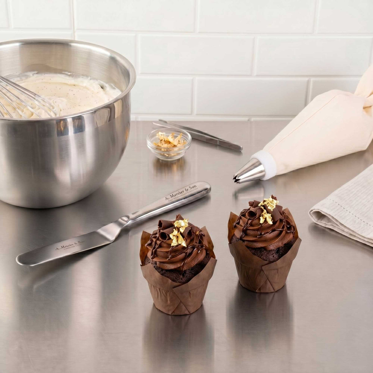 Panificio 3.9 oz Brown Foil Paper Tulip Baking Cup - 3 1/4" x 3 1/4" x 2 3/4" - 500 count box