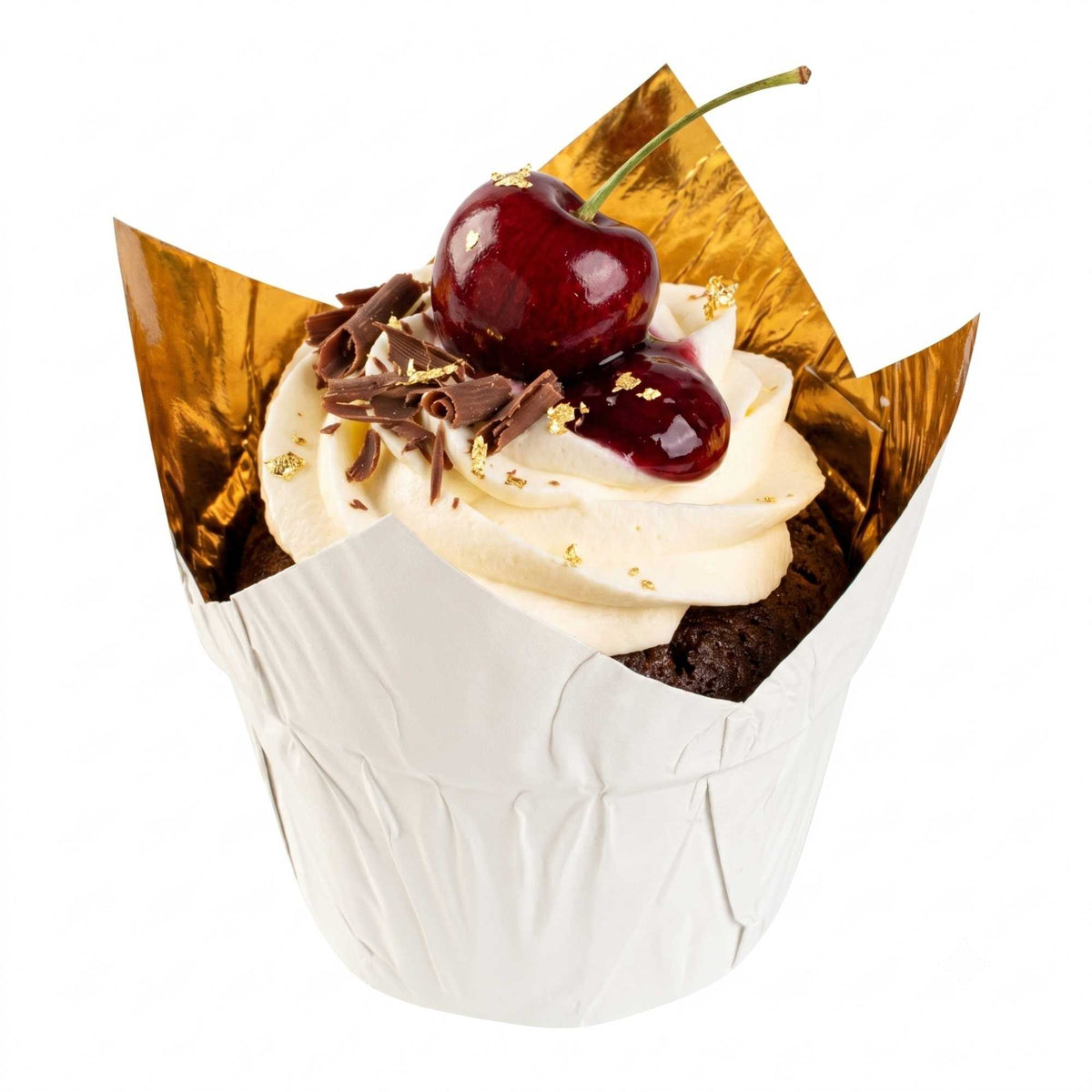 Panificio 3.9 oz White Foil Paper Tulip Baking Cup - 3 1/4" x 3 1/4" x 2 3/4" - 500 count box