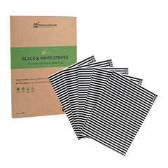 Chef 101 No PFAS Added Black and White Stripe Paper Food Wrap and Basket Liner - Greaseproof, Compostable - 15