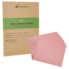 Chef 101 No PFAS Added Red and White Stripe Paper Food Wrap and Basket Liner - Greaseproof, Compostable - 15