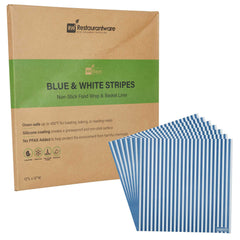 Chef 101 No PFAS Added Blue and White Stripe Paper Bakery Wrap and Basket Liner - Greaseproof - 12
