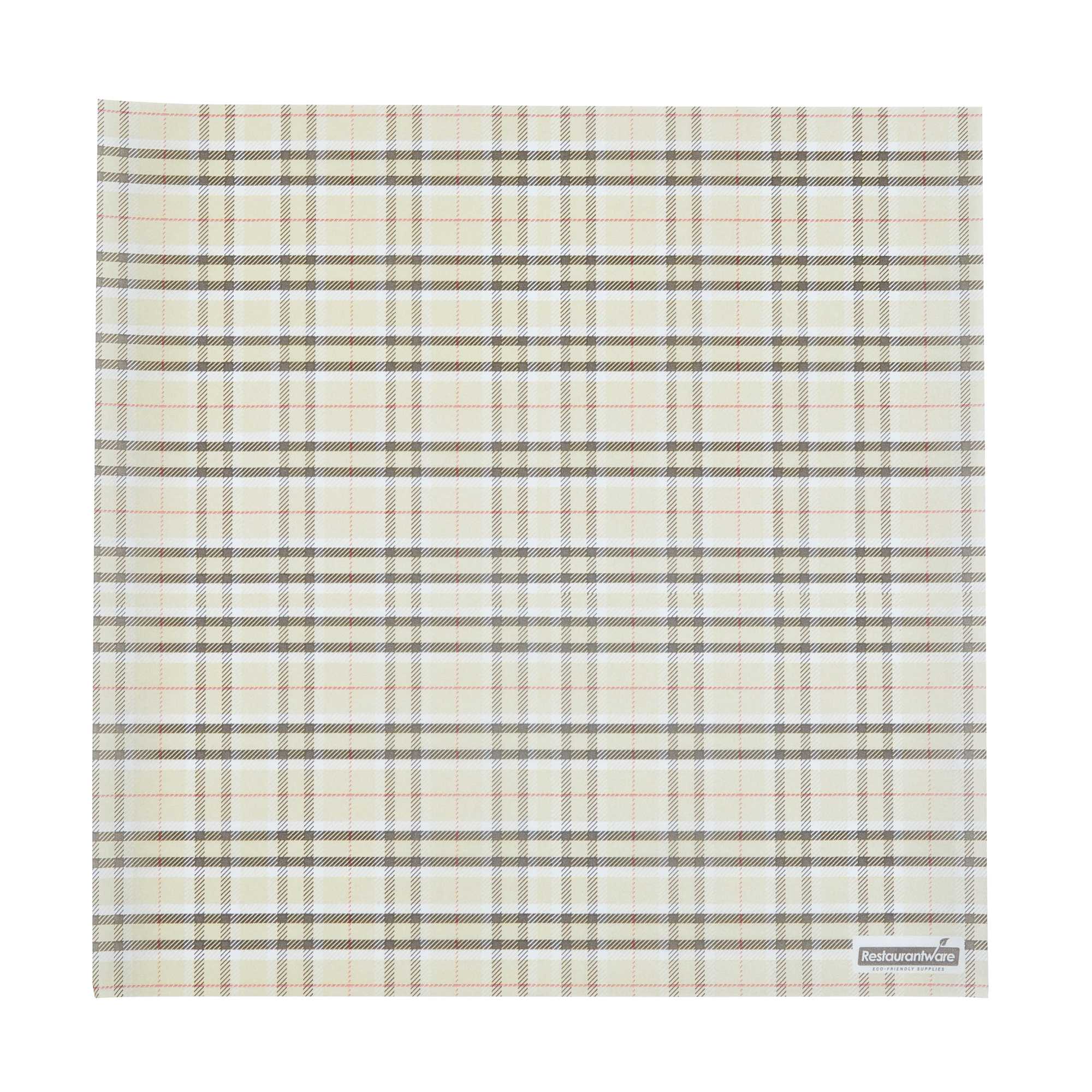 Chef 101 No PFAS Added Plaid Paper Bakery Wrap and Basket Liner - Greaseproof - 12" x 12" - 2000 count box