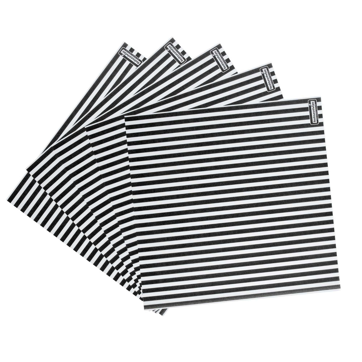 Chef 101 No PFAS Added Black and White Stripe Paper Bakery Wrap and Basket Liner - Greaseproof - 12" x 12" - 2000 count box