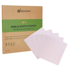 Chef 101 No PFAS Added Pink and White Stripe Paper Bakery Wrap and Basket Liner - Greaseproof - 12