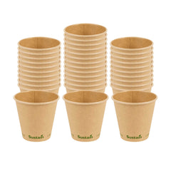 Sustain 8 oz Kraft Paper Coffee Cup - PLA Lining, Compostable, Single Wall - 3 1/2