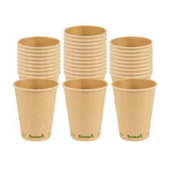 Sustain 12 oz Kraft Paper Coffee Cup - PLA Lining, Compostable, Single Wall - 3 1/2