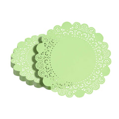 Pastry Tek Round Green Paper Doilies - Lace - 8
