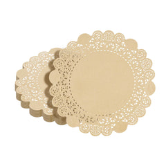Pastry Tek Round Kraft Paper Doilies - Lace - 8