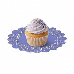 Pastry Tek Round Purple Paper Doilies - Lace - 8