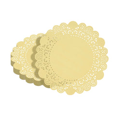 Pastry Tek Round Yellow Paper Doilies - Lace - 8