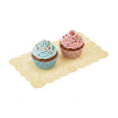 Pastry Tek Rectangle Yellow Paper Doilies - Lace - 12