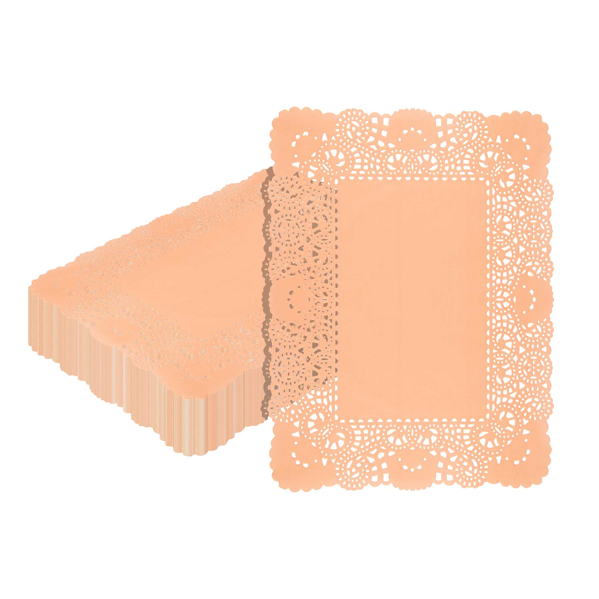 Pastry Tek Rectangle Coral Paper Doilies - Lace - 15 3/4" x 12" - 4000 count box