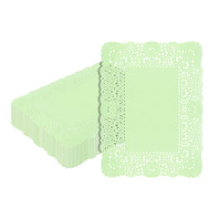 Pastry Tek Rectangle Green Paper Doilies - Lace - 15 3/4