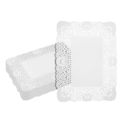 Pastry Tek Rectangle White Paper Doilies - Lace - 15 3/4