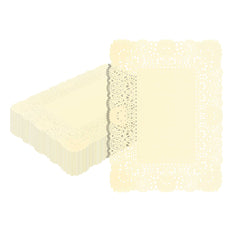 Pastry Tek Rectangle Yellow Paper Doilies - Lace - 15 3/4