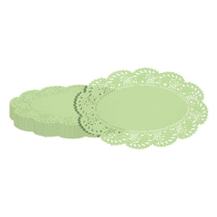 Pastry Tek Oval Green Paper Doilies - Lace - 10 1/2