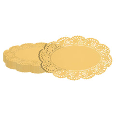 Pastry Tek Oval Orange Paper Doilies - Lace - 10 1/2