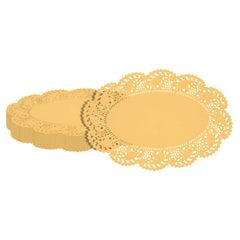 Pastry Tek Oval Orange Paper Doilies - Lace - 12 1/2