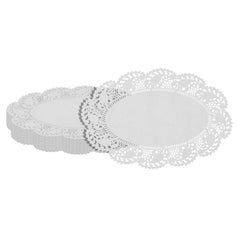 Pastry Tek Oval White Paper Doilies - Lace - 12 1/2