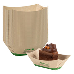 Sustain 2 oz Bamboo Paper Food Tray / Boat - with PLA Lining, Compostable - 2