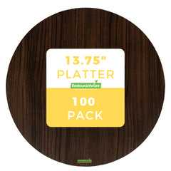 Cater Tek Round Dark Cheese / Charcuterie Board - Faux Wood - 13 3/4