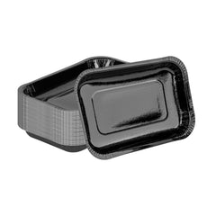 Pastry Tek 15 oz Rectangle Black Paperboard Tray - Oven-Safe - 8 1/4