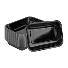 Pastry Tek 24 oz Rectangle Black Paperboard Tray - Oven-Safe - 8 1/4